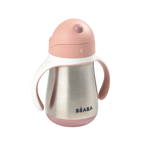 BEABA metalinė gertuvė su šiaudeliu, 250 ml, Old Pink