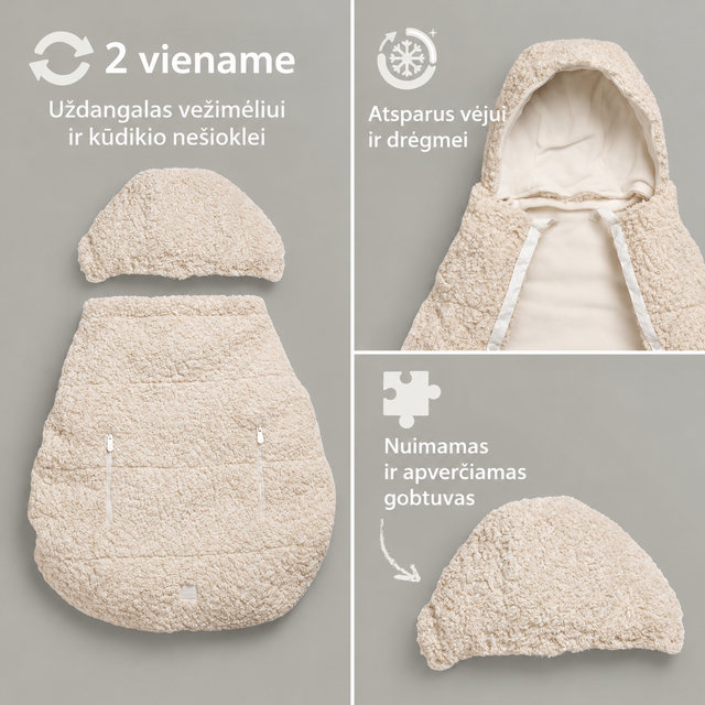 Elodie Details Cozy Cover 2in1 šiltas uždangalas nešioklei ir vežimėliui Le Leopard