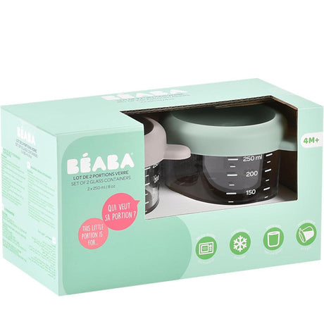 BEABA 2 vnt. stiklinių indelių rinkinys (250 ml), Sage Green/Grey