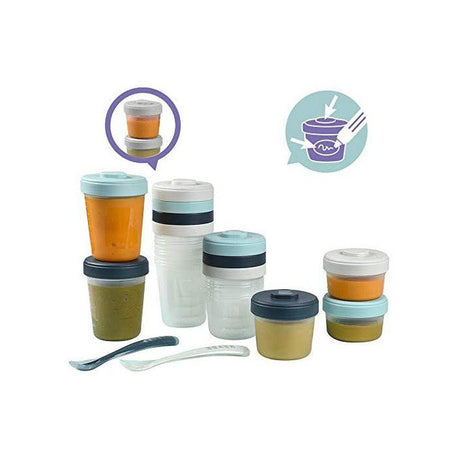 BEABA maitinimo pradžios rinkinys, 2x90 ml, 4x150 ml, 6x250 ml + 2 silikoniniai šaukšteliai, Storm