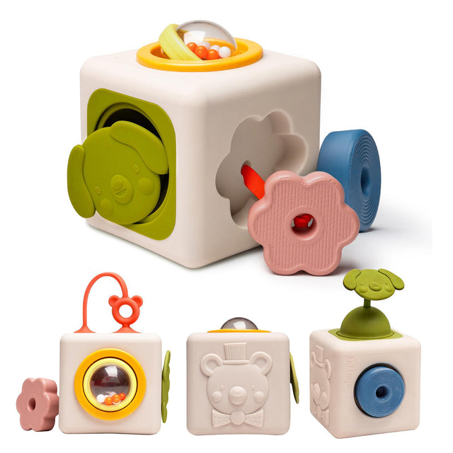 Taf Toys lavinamasis sensorinis žaislas kubas Peek & Play Cube