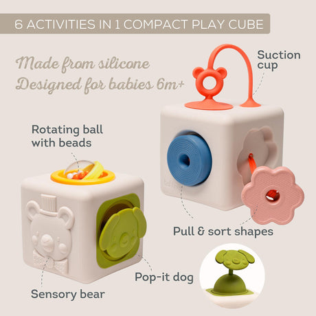 Taf Toys lavinamasis sensorinis žaislas kubas Peek & Play Cube