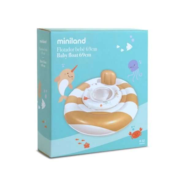 Miniland pripučiamas plaukimo ratas su sėdyne kūdikiams nuo 0 iki 12 mėn., 69 cm