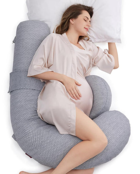 Momcozy F formos nėščiosios pagalvė su vėsinančiu audiniu, pilka