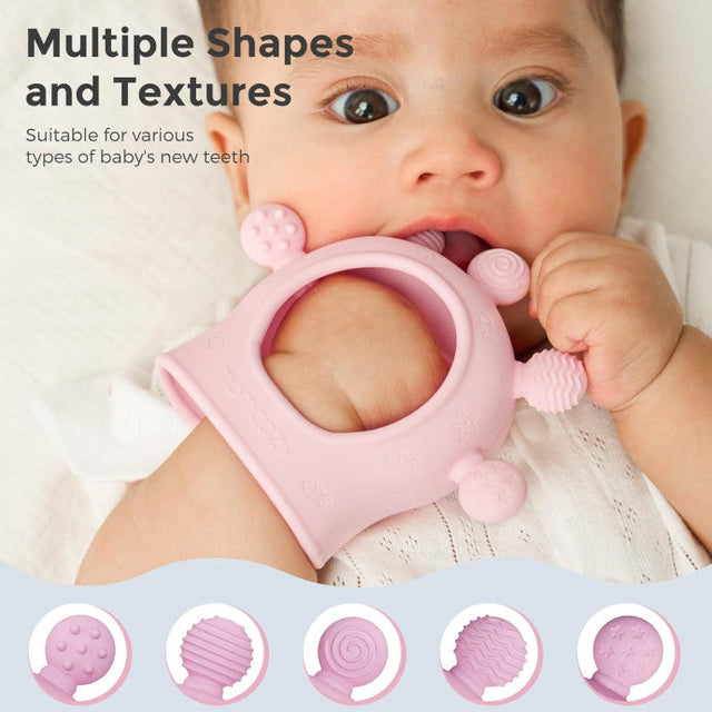 Momcozy silikoninis kramtukas kūdikiams, rožinis