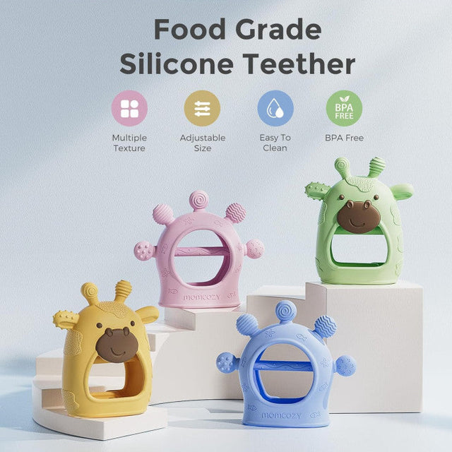 Momcozy silikoninis kramtukas kūdikiams, rožinis