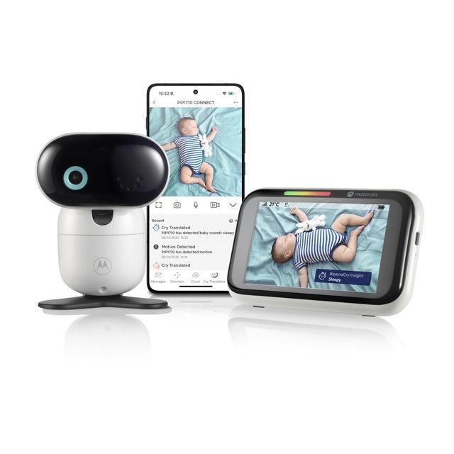 Motorola Nursery PIP1710C išmanioji vaizdo auklė su 5″ monitoriumi, Wi-Fi ir AI verkimo atpažinimu