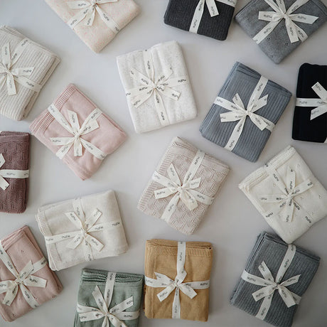 Mushie kootud tekk Ribbed Beige Melange 