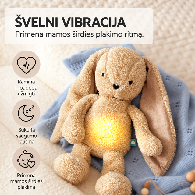 myHummy 7in1 migdukas su programėle ir naktine lempute Zuikis rožinis