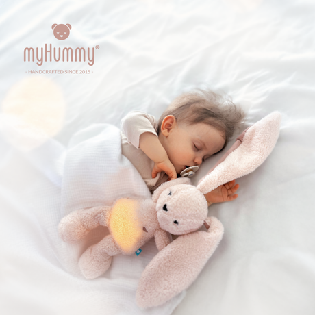myHummy 7in1 migdukas su programėle ir naktine lempute Zuikis baltas rožinės ausys