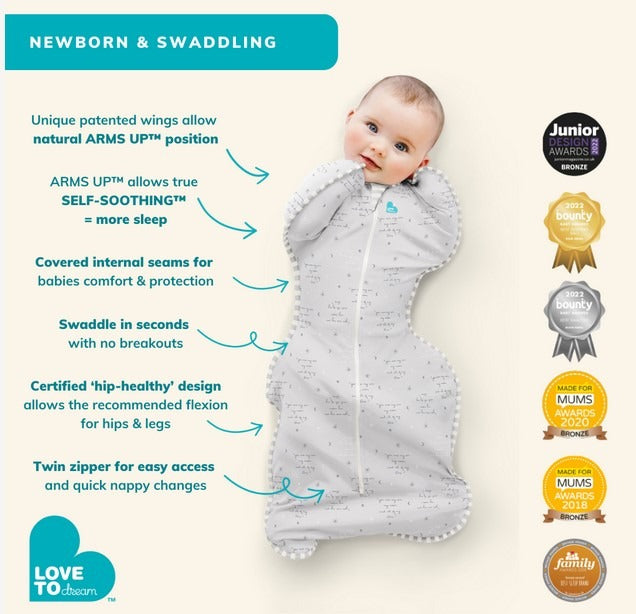 Love To Dream™ Swaddle Up™ miegmaišis Dreamer White TOG 1.0, 1 etapas, S dydis (Copy)