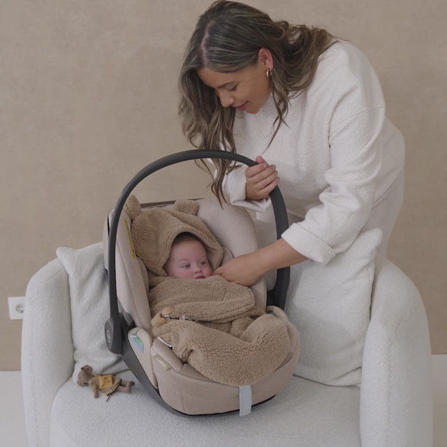 Meyco Baby Teddy automobilinės kėdutės vokelis kūdikiui Rabbit Natural