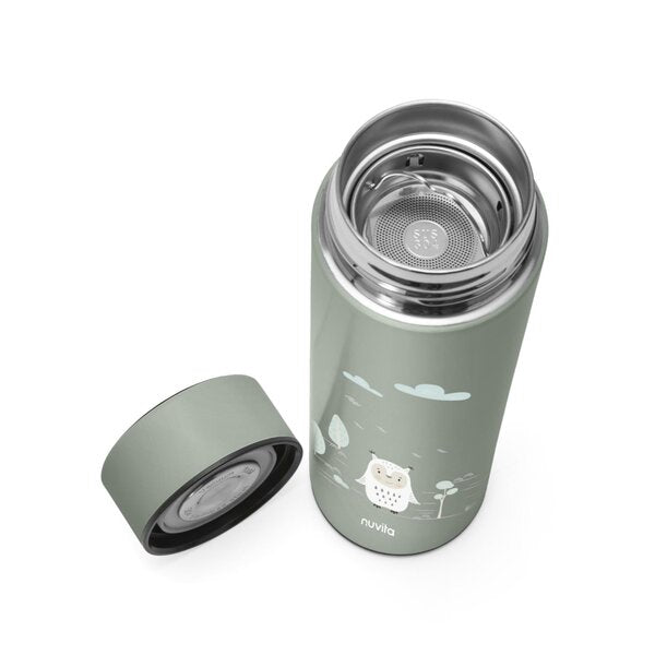Nuvita nerūdijančio plieno termogertuvė su LED termometru Sage Green, 500 ml