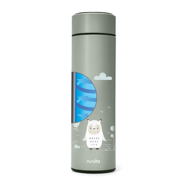 Nuvita nerūdijančio plieno termogertuvė su LED termometru Sage Green, 500 ml