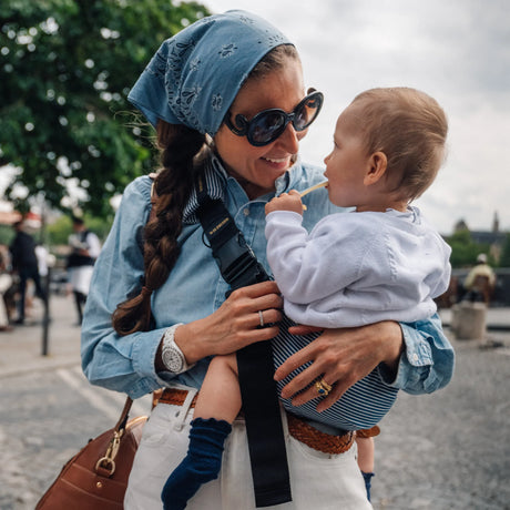 WILDRIDE nešioklė Indigo Denim Stripe