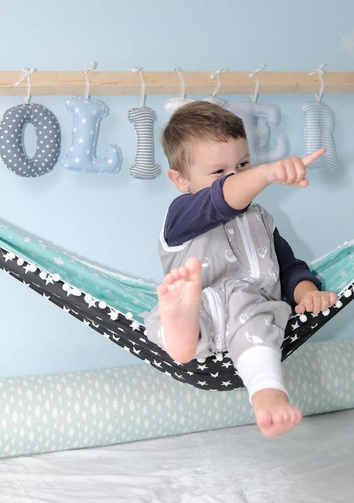 Natulino LITTLE WALKERS kolmekihiline beebi magamiskott White Grey Waves &amp; Mint