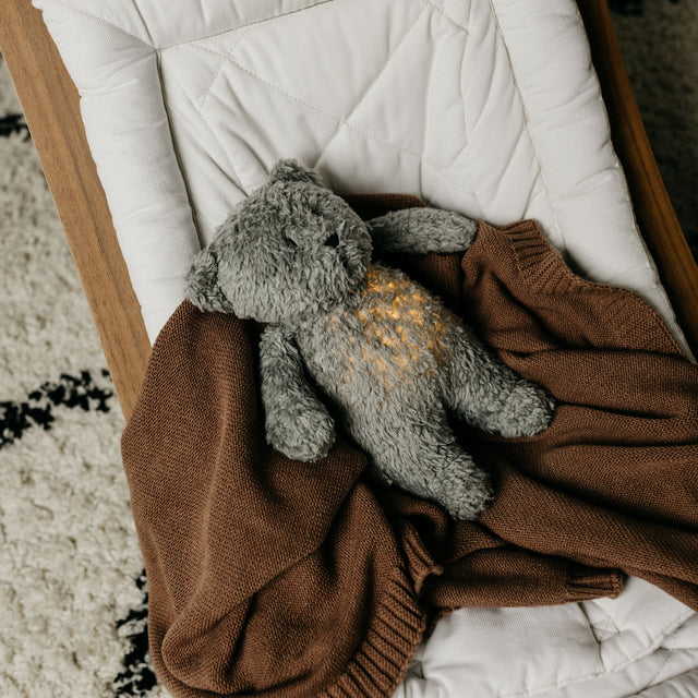 Moonie 2.0 migdukas Organic Humming Bear - Grey su garso įrašymo funkcija