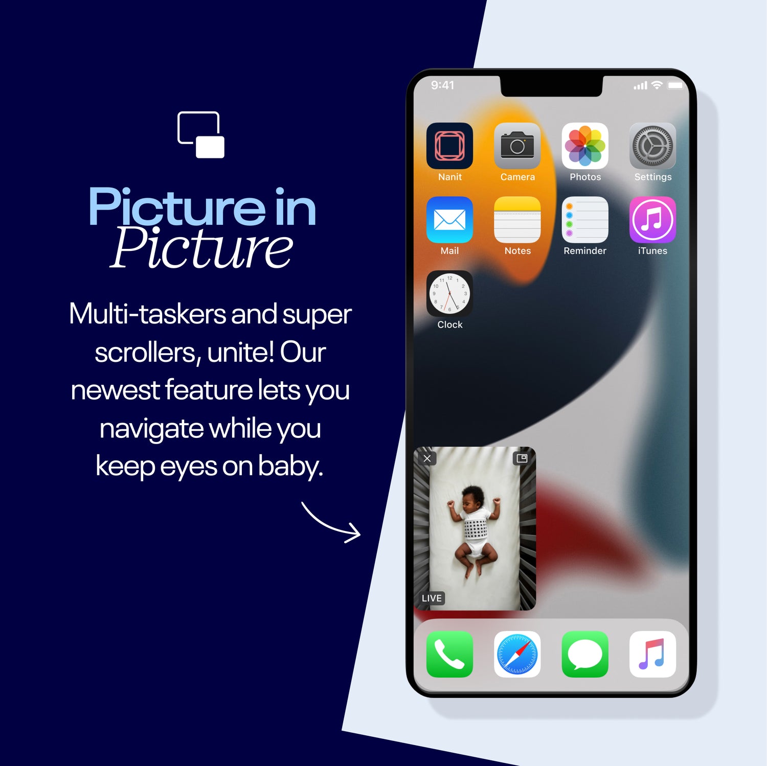 Nanit Pro täielik jälgimissüsteem hingamisliikumise mobiilse lapsehoidjaga, universaalse aluse ja seinakinnitusega ning täielik hingamismonitor