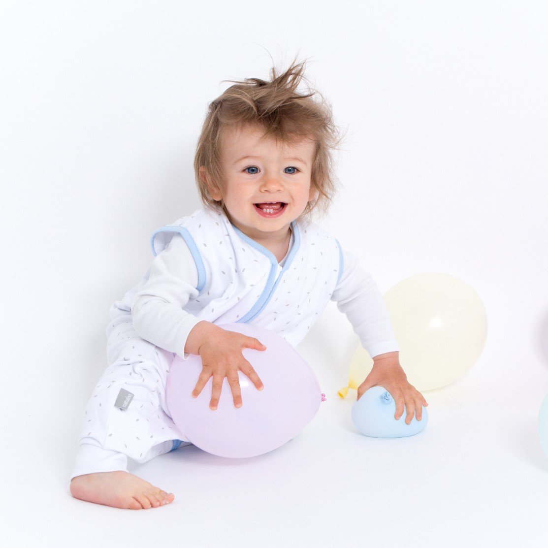 Natulino LITTLE WALKERS kahekihiline beebi magamiskott White Grey Waves &amp; Mint