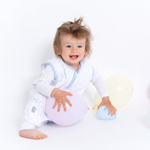 Natulino LITTLE WALKERS kahekihiline beebi magamiskott White Grey Waves &amp; Mint