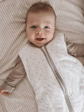 Natulino BabyComfort kahekihiline beebi magamiskott (valged hallid lained / piparmündi värv) 