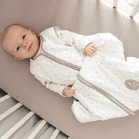 Natulino BabyComfort kahekihiline beebi magamiskott (valged hallid lained / piparmündi värv) 