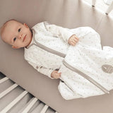 Natulino BabyComfort kahekihiline beebi magamiskott (valged hallid lained / piparmündi värv) 