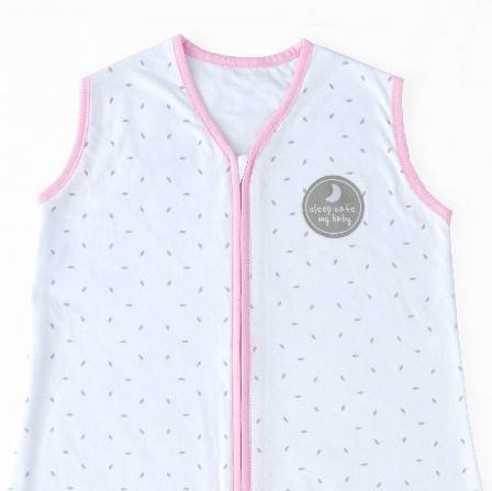Natulino LITTLE WALKERS kahekihiline beebi magamiskott Naturaalne valge hall Little Leaves / roosa