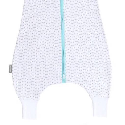 Natulino LITTLE WALKERS kolmekihiline beebi magamiskott White Grey Waves &amp; Mint